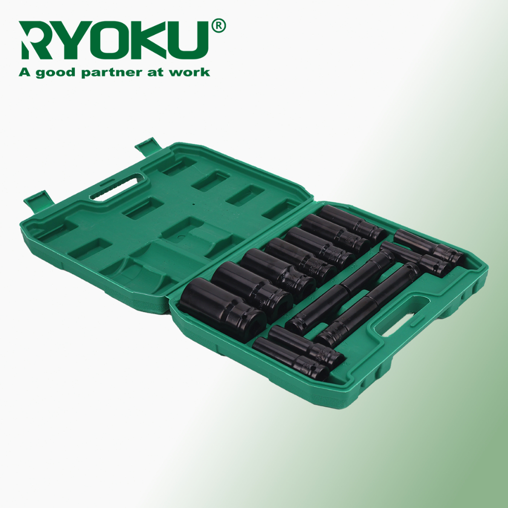 RYOKU ซ็อกเก็ตประแจผลกระทบ 15 ชิ้นชุด 1/2 ชุดเต้ารับไฟฟ้า