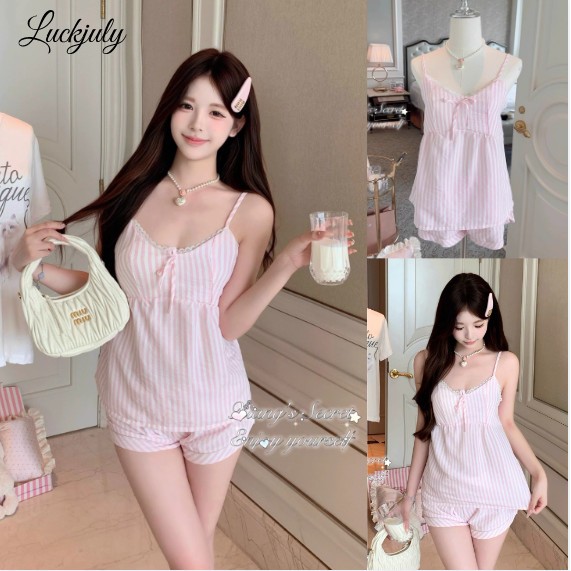 2026 เซ็กซี่ลายยกทรงชุดนอนชุดสำหรับผู้หญิงในช่วงฤดูร้อนที่มีแผ่นอกด้านบนและกางเกงนอนหลับ Loungewear