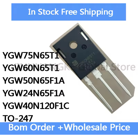 5 ชิ้น YGW75N65T1 YGW60N65T1 YGW50N65F1A YGW24N65F1A YGW40N120F1C TO-247 ชิปในสต็อกขายส่ง