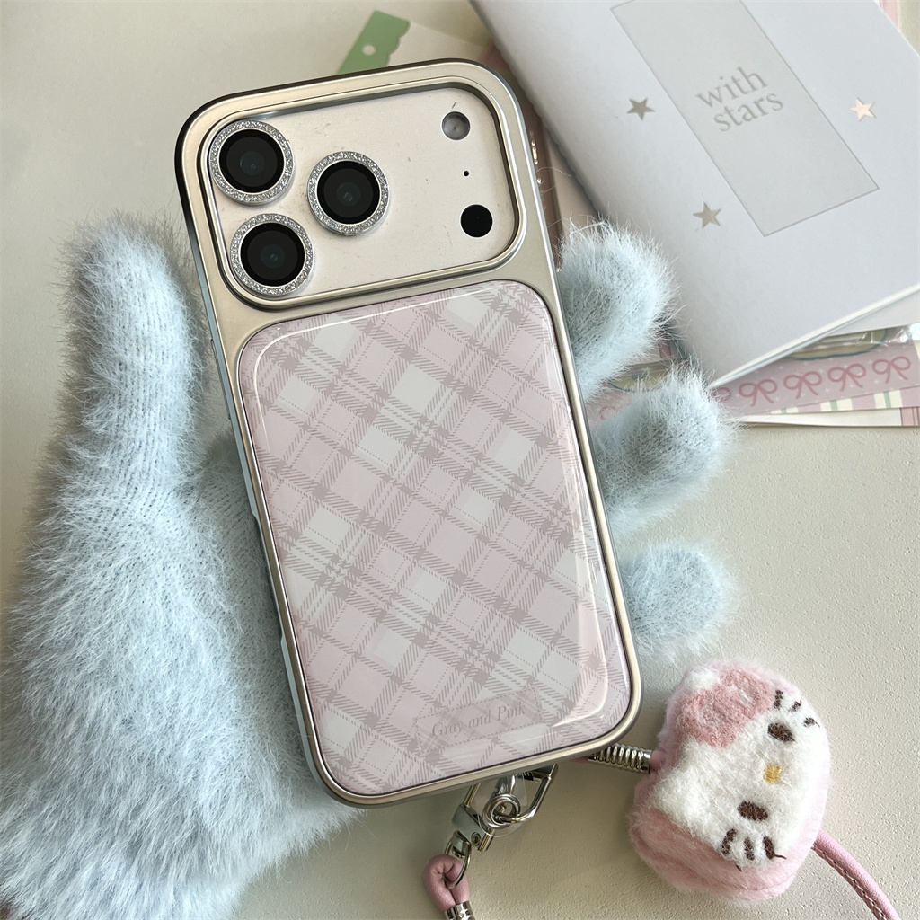 สําหรับIphone Case 17 Pro Max 16 Pro Max 15 Pro Max 14 Pro MaxสีชมพูลายตารางหมากรุกDripกาวชุบเคสโทรศัพท์ – โปรปัง