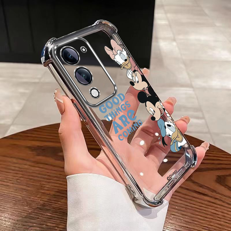 Vivo Y04s VIVO Y21d ฝาครอบโดนัลด์ดั๊กโปร่งใสกันกระแทกเคสใสสี่มุม