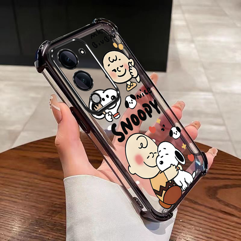 Vivo Y04s VIVO Y21d การ์ตูน Snoopy เคสใสกันกระแทกชุบมุมเคสปกอ่อน