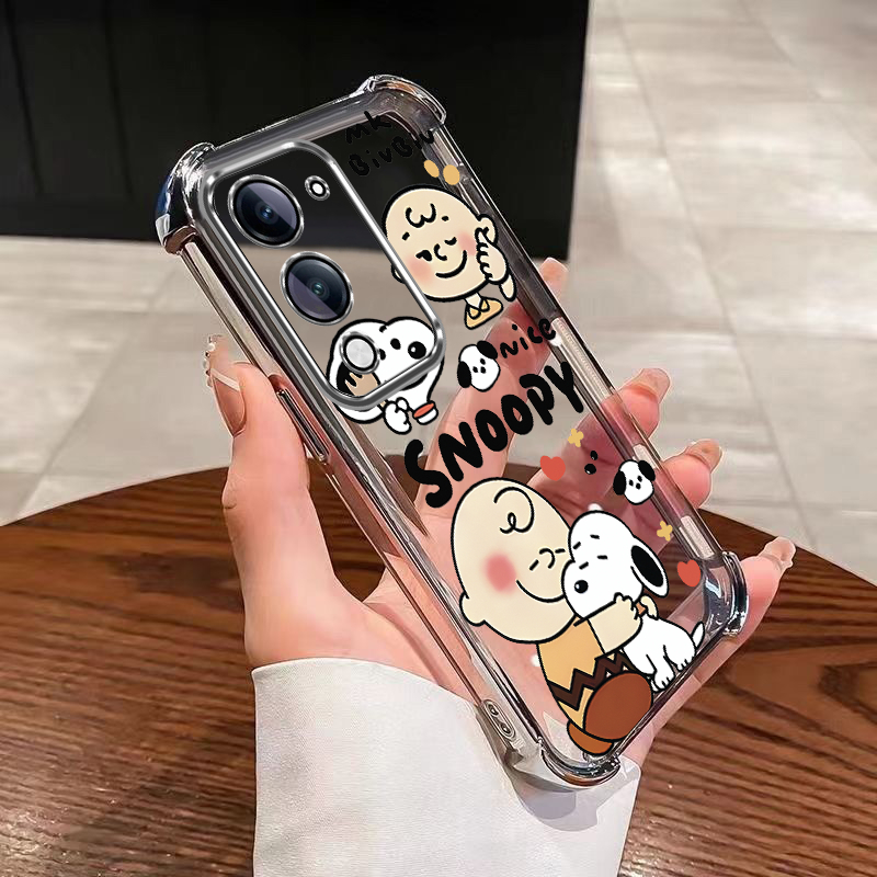 Vivo Y04s Vivo Y21d การ์ตูน Snoopy เคสใสกันกระแทกชุบมุมเคสปกอ่อน