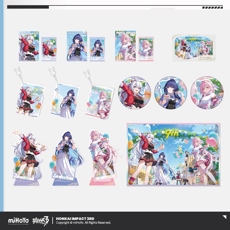 Sunsyea Honkai Impact 3rd สินค้าอย่างเป็นทางการ miHoYo ของแท้ครบรอบ 9 ปี Badge อะคริลิคพวงกุญแจ Elysia
