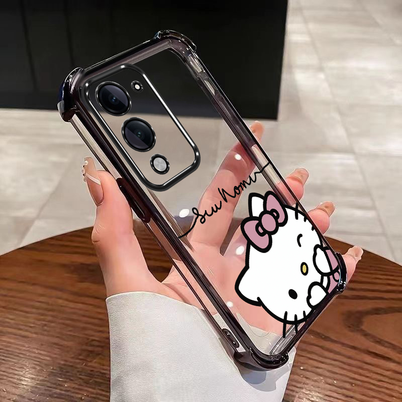 Vivo Y31 5G vivoY31 เคส Hello Kitty ชื่อ DIY Deisgn เคสใสกันกระแทกซิลิโคนฝาครอบโทรศัพท์