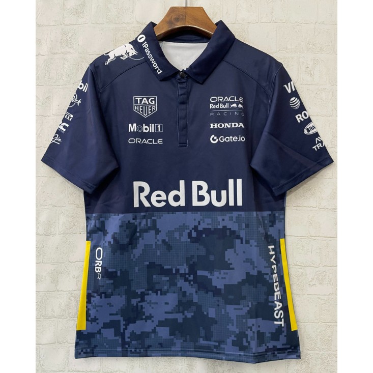 ใหม่ 2026 f1 Red Bull Racing X Hypebeast Track Polo Casual Sports เสื้อยืด s-3xl