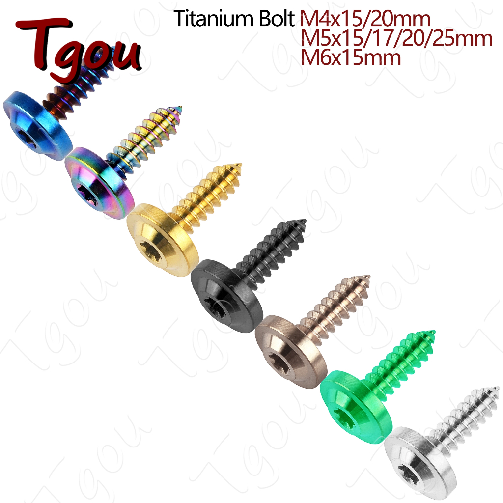Tgou สกรูหัวต๊าปไทเทเนียม M4x15 20 มม. M5x15 17 20 มม. M6X15 มม. สําหรับรถจักรยานยนต์ รถยนต์