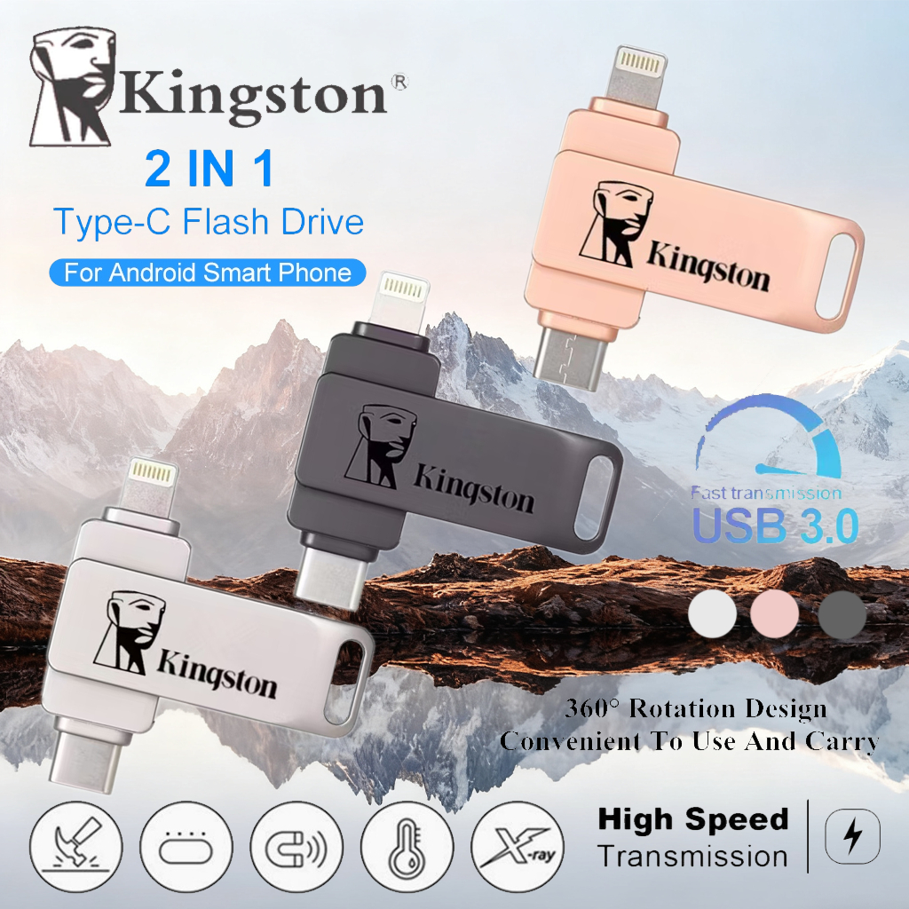 Kingston U Disk Type-C Interface Adapter แฟลชไดรฟ์ Mini Dual Hard Disk OTG USB เข้ากันได้กับ iP/ho/n