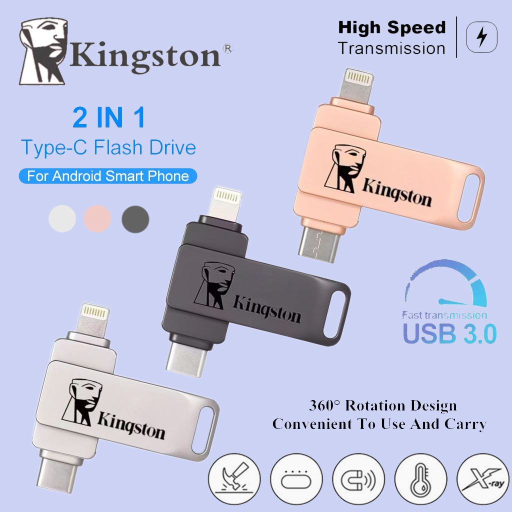 Kingston U Disk Type-C Interface Adapter แฟลชไดรฟ์ Mini Dual Hard Disk OTG USB เข้ากันได้กับ iP/ho/n