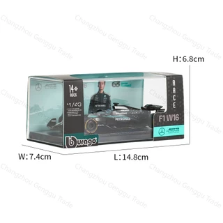 Bburago 1:43 Mercedes AMG 2025 W16 E Performance F1 สูตรรถ Die Cast ยานพาหนะสะสมของเล่นแข่งรถกล่องอะคริลิค