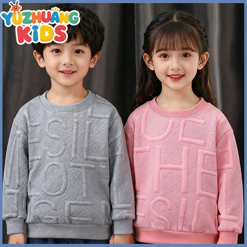 จัดส่งกทม.3-12ย เสื้อกันหนาวเด็กเสื้อแขนยาวคอกลมลายตัวอักษรผ้าฝ้ายนุ่มและสะดวกสบายผ้าฝ้าย