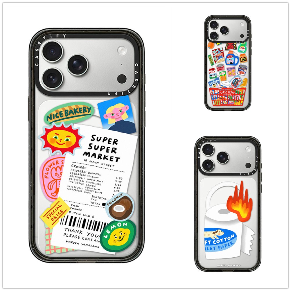 แม่เหล็กไร้สายสําหรับ iPhone 17 16 15 14 13 Pro Max Plus Market สติกเกอร์อะคริลิค Hard PC ฝาหลังกรณี