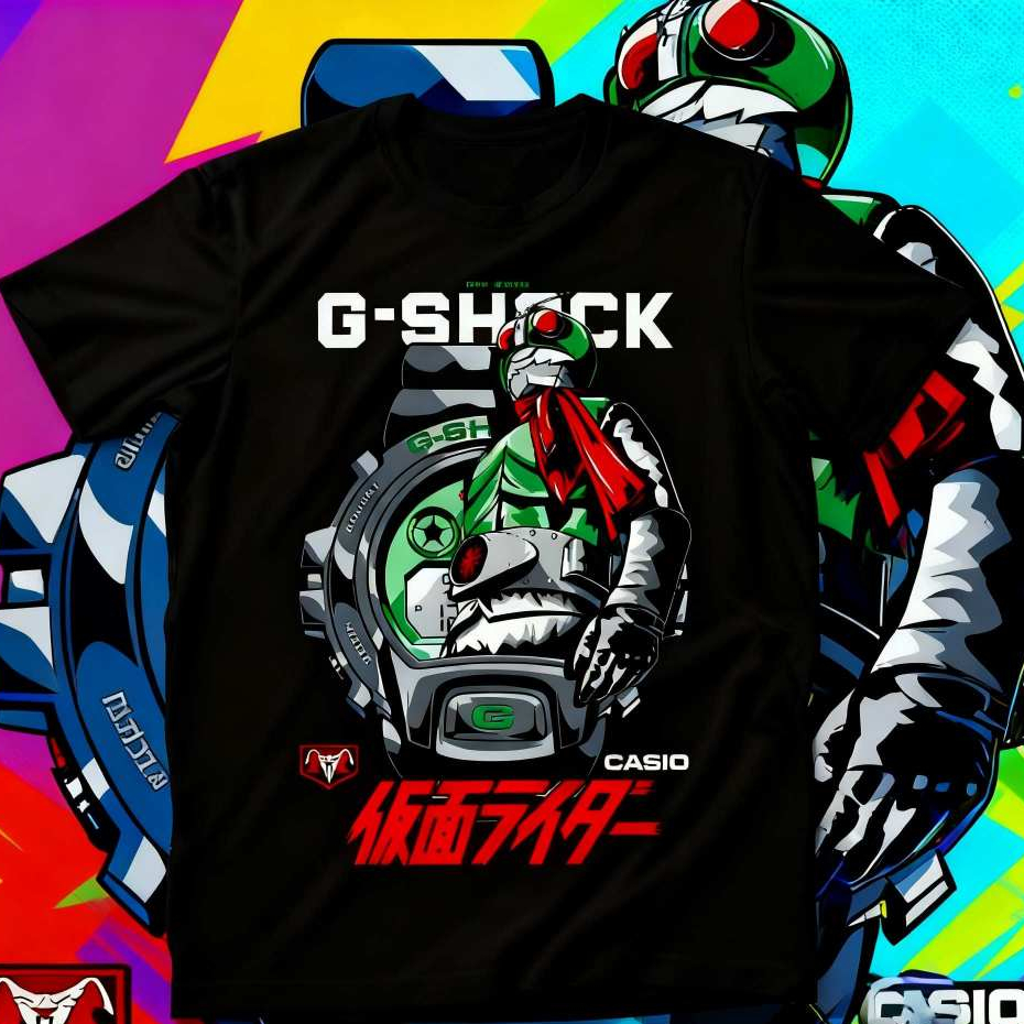Kamen Rider x G-Shock Collaboration เสื้อยืดพิมพ์ลาย 100% ผ้าฝ้าย ไซส์ S-5XL