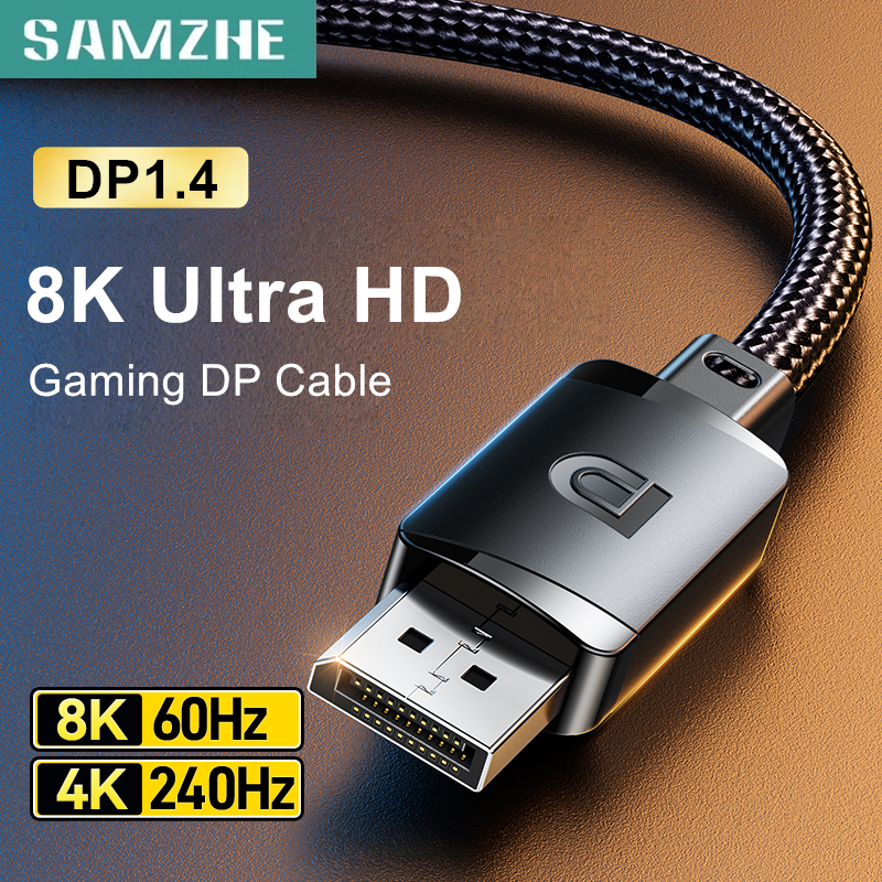 SAMZHE Displayport 8K/60Hz DisplayPort 1.4 สายชายกับชาย Hig-speed 32.4Gbps สําหรับ PUBG Gaming HD PC Displayport สาย