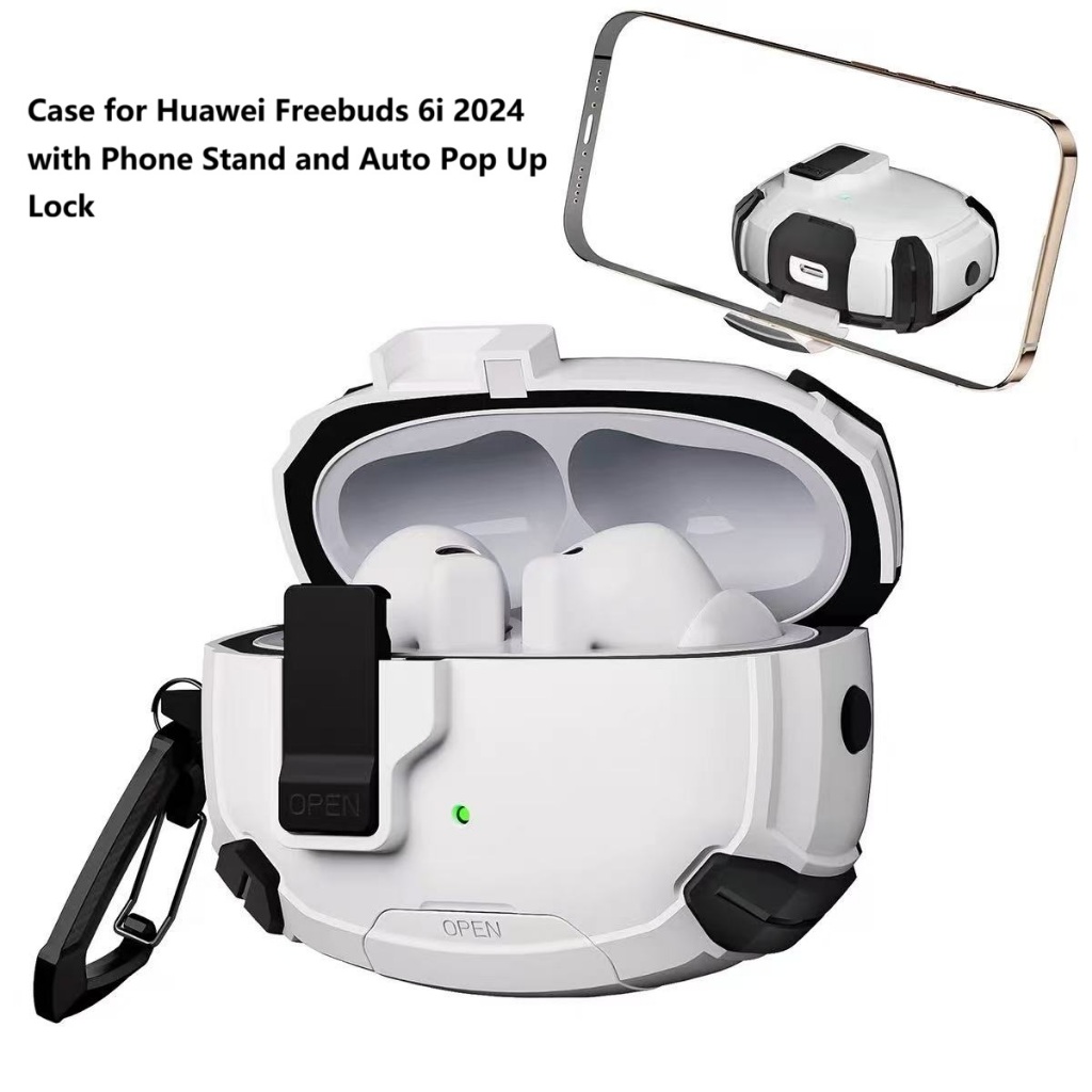 เคสสําหรับ Huawei FreeBuds 6i พร้อมขาตั้งโทรศัพท์และล็อค Pop Up พร้อมตะขอ