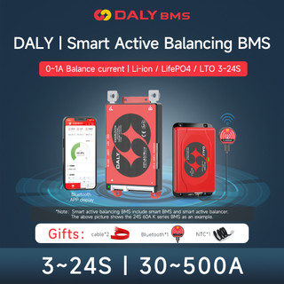 Daly SMART BMS + ฮาร์ดแวร์ Active Balancer 1A ปัจจุบัน 4S 8S 16S 40A 60A 100A 150A LiFePO4 แบตเตอรี่