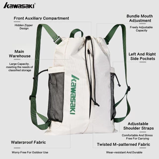KAWASAKI กระเป๋าเป้สะพายหลังแบดมินตันคาวาซากิ Drawstring bag K1G07-C8268 Training Grade Bundle Pocket ความจุขนาดใหญ่กระเป๋าเป้สะพายหลังอเนกประสงค์