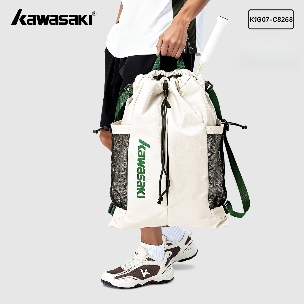 KAWASAKI กระเป๋าเป้สะพายหลังแบดมินตันคาวาซากิ Drawstring bag K1G07-C8268 Training Grade Bundle Pocket ความจุขนาดใหญ่กระเป๋าเป้สะพายหลังอเนกประสงค์