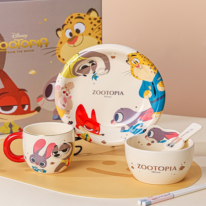Zootopia ชุดบนโต๊ะอาหารเซรามิกการ์ตูน Zootopia: แก้วน่ารัก ชาม ช้อน & จานอาหารเย็นเดี่ยวสําหรับเด็ก (ไอเดียเป็นของขวัญ) ราคาถูก Shopee Lazada