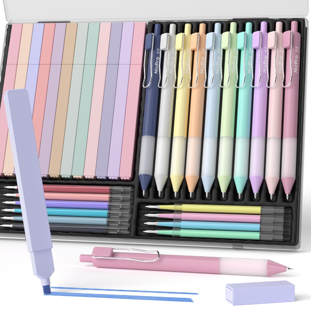 Nicpro 33PCS Aesthetic Highlighter และปากกาเจลชุดกรณี, 12 Bible Highlighters & ปากกาน่ารักเติมหมึกอ่