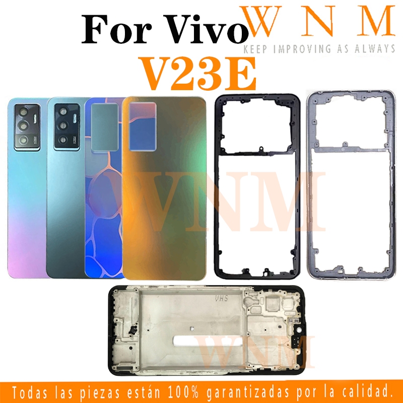 สําหรับ Vivo V23E 4G 5G V2126 LCD กรอบด้านหน้า Bezel ฝาหลังแบตเตอรี่ + กรอบกลาง + อะไหล่กรอบกล้องด้านหลังกรณีที่อยู่อาศัยศูนย์แชสซีฝาครอบ