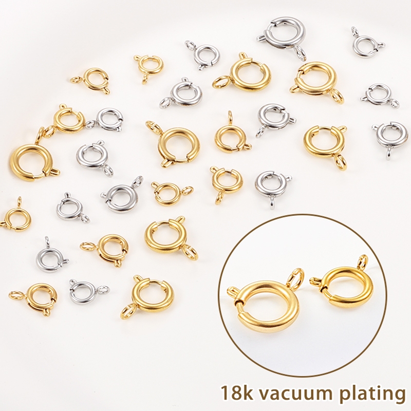 สแตนเลสทองรอบฤดูใบไม้ผลิ Claspsps ตะขอสร้อยข้อมือสร้อยคอตัวเชื่อมต่อ DIY เครื่องประดับอุปกรณ์เสริม