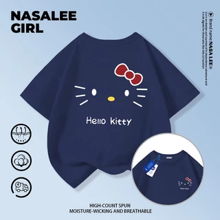 【จัดส่งทันที】เสื้อยืดเด็ก NASA สีขาว ผ้าฝ้ายระบายอากาศดี ลายเฮลโลคิตตี้ สำหรับเด็กอายุ 3-16 ปี