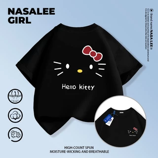 【จัดส่งทันที】เสื้อยืดเด็ก NASA สีขาว ผ้าฝ้ายระบายอากาศดี ลายเฮลโลคิตตี้ สำหรับเด็กอายุ 3-16 ปี