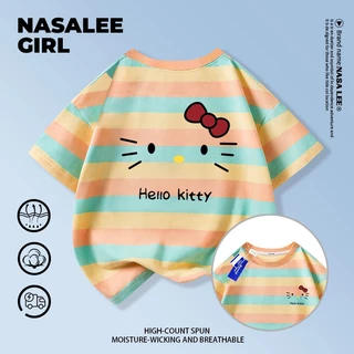 【จัดส่งทันที】เสื้อยืดเด็ก NASA สีขาว ผ้าฝ้ายระบายอากาศดี ลายเฮลโลคิตตี้ สำหรับเด็กอายุ 3-16 ปี