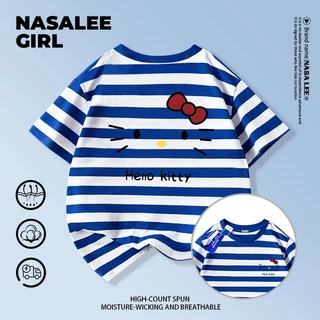 【จัดส่งทันที】เสื้อยืดเด็ก NASA สีขาว ผ้าฝ้ายระบายอากาศดี ลายเฮลโลคิตตี้ สำหรับเด็กอายุ 3-16 ปี