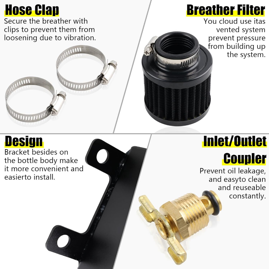 น้ํามันจับถังอ่างเก็บน้ํา AN8 พร้อม Air Breather Filter Racing 1200ml 1.2L Twin Baffle Dual กรองเครื่องยนต์รถอุปกรณ์เสริม ราคา ถูกที่สุด ดีลบีเคเค แกลเลอรีภาพที่ 6