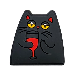 Red Wine Cat charm ใหม่! อุปกรณ์ตกแต่งรองเท้าแตะและรองเท้าหัวเข็มขัด สไตล์เก๋ๆ เป็นของขวัญดี!