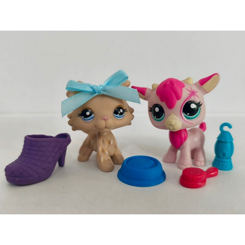 2 ชิ้น/ล็อต LPS รูปสุนัขแพะ #1194#2533 W/Accessories ของเล่น Littlest Pet Shop