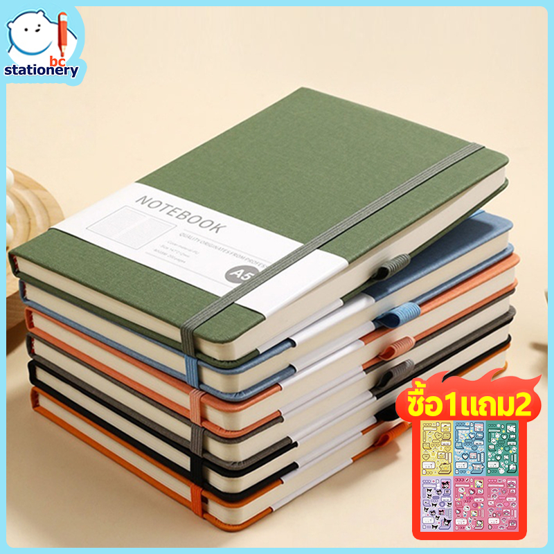 สมุด A5/A6สมุดโน๊ต พร้อมที่เสียบปากกา เส้นแนวนอน เส้นจุด ตาราง กริด กระดาษเปล่า เหมาะสำหรับนักศึกษาและสำนักงาน ฝาครอบกันน้ำ 200 หน้า notebook