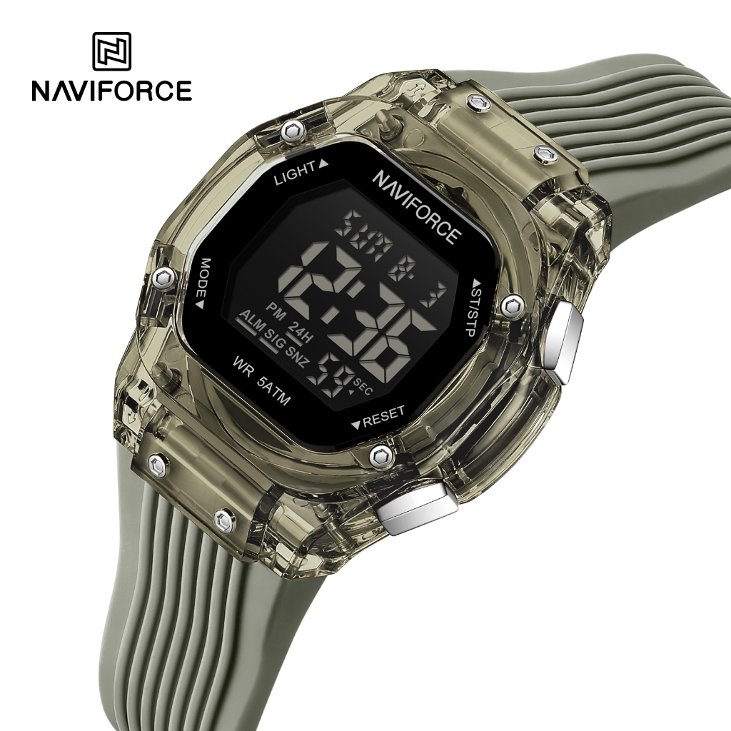 นาวีฟอร์ซ นาฬิกาอิเล็กทรอนิกส์สําหรับผู้ชายกีฬากันน้ําผู้หญิงนาฬิกาดิจิตอล 6114