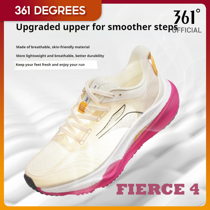 361 Degrees Fierce 4.0 รองเท้าวิ่งตาข่าย รองเท้าจ็อกกิ้งดูดซับแรงกระแทก รองเท้ากีฬากันน้ำ สำหรับผู้ช