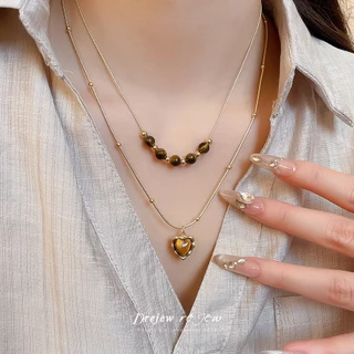 สร้อยคอมีจี้มัลติสไตล์ดอกไม้และหัวใจ ในทอง/โทนเงิน เครื่องประดับเรโทรสำหรับผู้หญิง