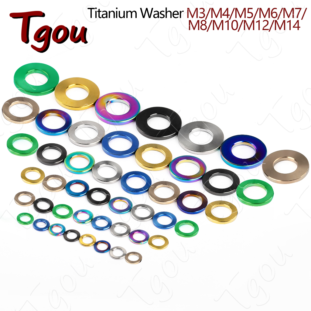 Tgou ไทเทเนียมเครื่องซักผ้า M3 M4 M5 M6 M7 M8 M10 M12 M14 แบน Spacer ปะเก็นสําหรับจักรยานขี่จักรยานรถจักรยานยนต์