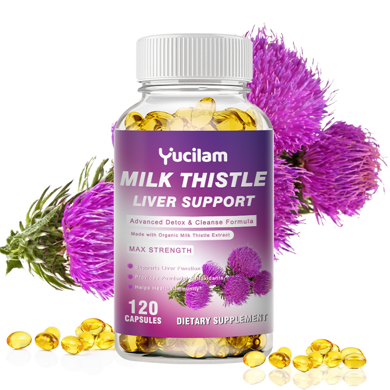 Milk Thistle Extract Capsule สําหรับตับ สุขภาพ ปกป้องโรคหลอดเลือดสมอง รองรับสารต้านอนุมูลอิสระ ดีท็อกซ์