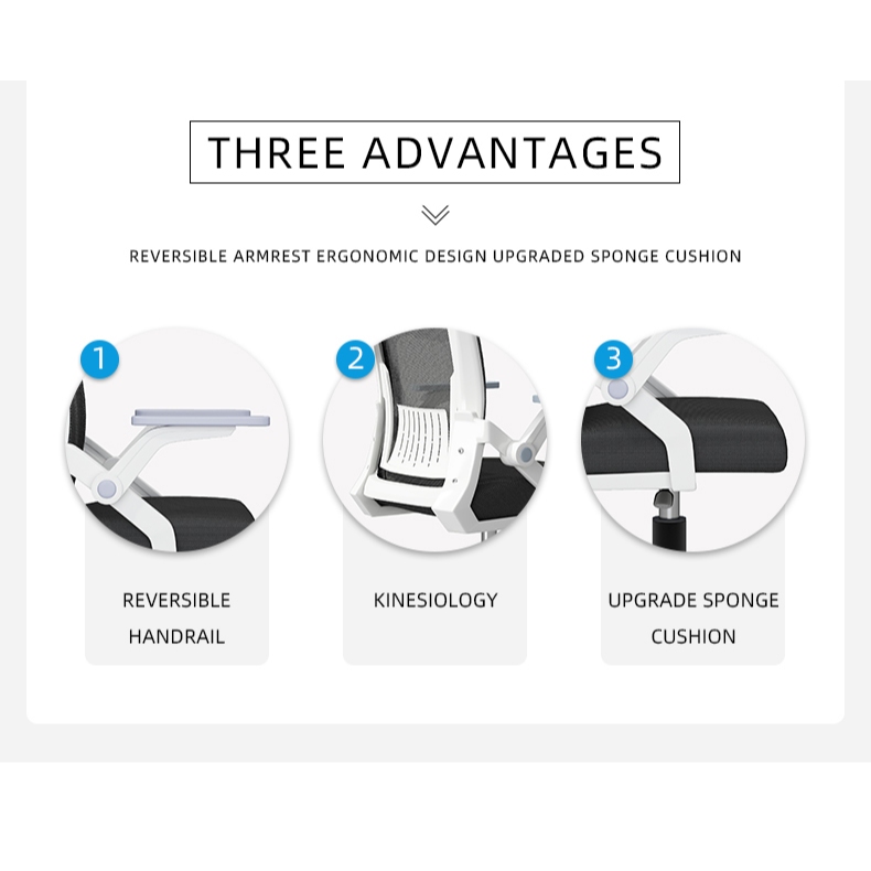 เก้าอี้สำนักงาน เก้าอี้เกมส์อินทรีย์ อเนกประสงค์เก้าอี้คอมพิวเตอร์ สไตล์เรียบง่ายสมัยใหม่ เฟอร์นิเจอร์สำนักงานปรับระดับได้ ขาเหล็กคุณภาพสูงแข็งแรงทนทาน มีล้อหมุนได้ แขนเก้าอี้พับได้ เบาะนุ่ม รองหลังยางยืด นั่งยาวไม่เมื่อยล้า - รูปที่ 2