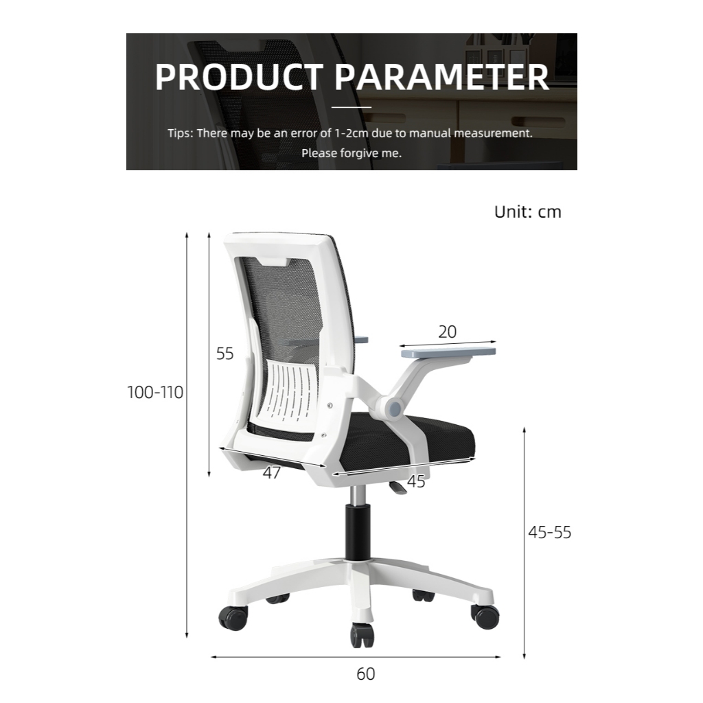 เก้าอี้สำนักงาน เก้าอี้เกมส์อินทรีย์ อเนกประสงค์เก้าอี้คอมพิวเตอร์ สไตล์เรียบง่ายสมัยใหม่ เฟอร์นิเจอร์สำนักงานปรับระดับได้ ขาเหล็กคุณภาพสูงแข็งแรงทนทาน มีล้อหมุนได้ แขนเก้าอี้พับได้ เบาะนุ่ม รองหลังยางยืด นั่งยาวไม่เมื่อยล้า - รูปที่ 7