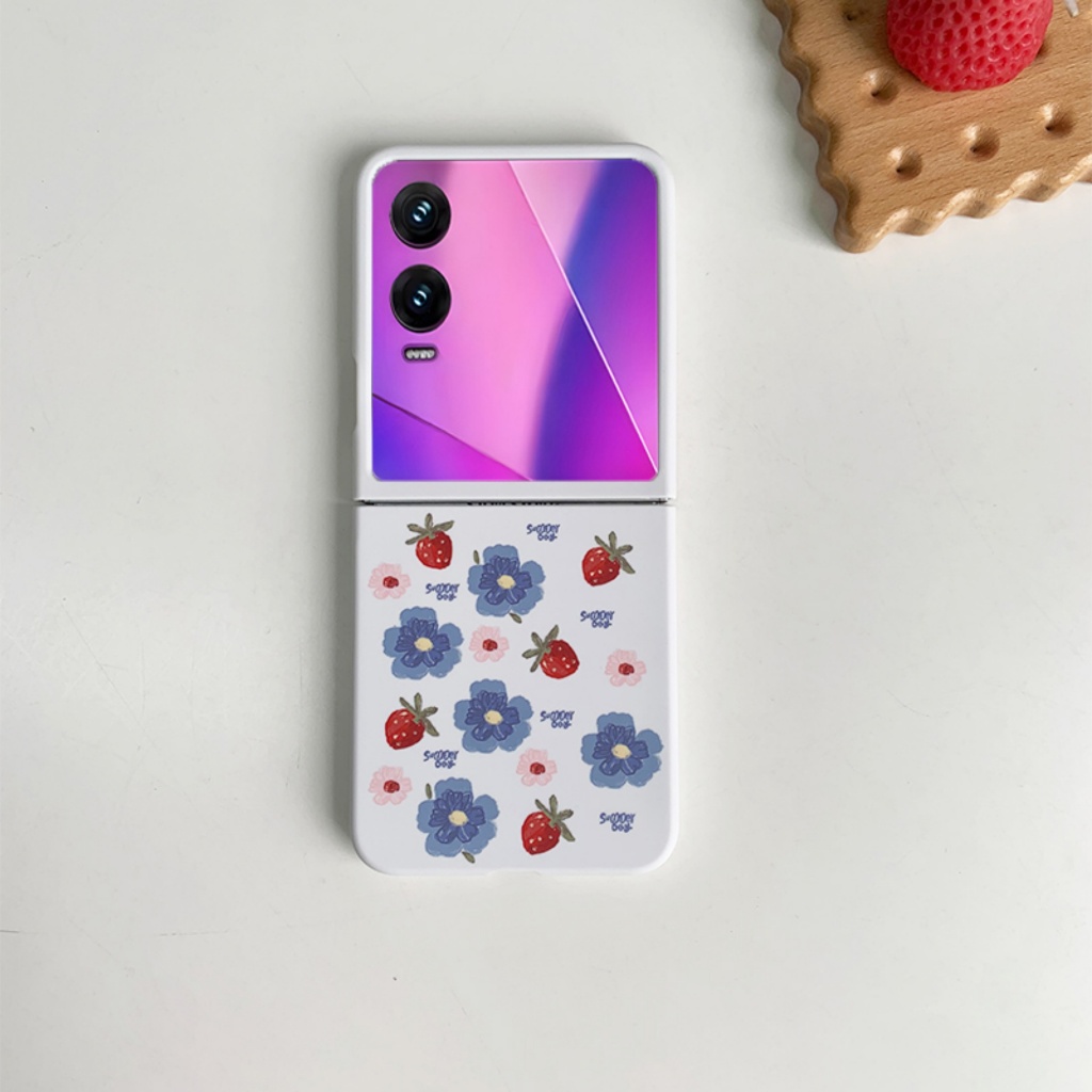 น่ารักสตรอเบอร์รี่ดอกไม้สีขาวเคสโทรศัพท์สําหรับ Infinix Zero Flip Tecno Phantom V Flip2 5g กันกระแทกป้องกัน Hard ฝาหลัง