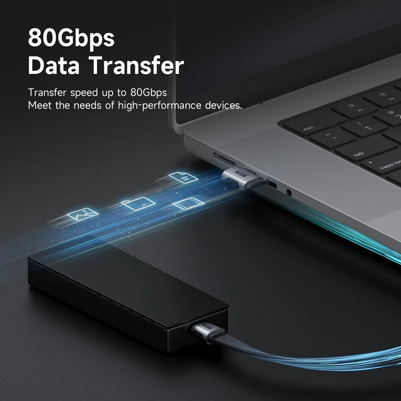 Hagibis USB4 V2 สาย 90 องศามุมขวา USB-C ถึง USB-C สาย Type-C Fast สายชาร์จ PD 240W 80Gbps 8K สําหรับ iPhone 17 MacBook สมาร์ทโฟน Hard Drive Enclosure thumbnail 4