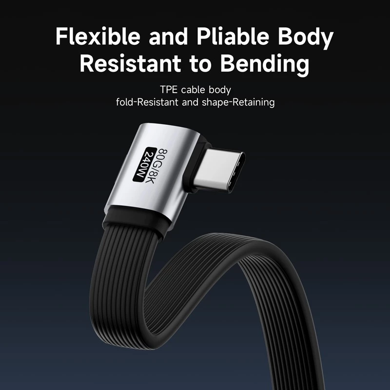 Hagibis USB4 V2 สาย 90 องศามุมขวา USB-C ถึง USB-C สาย Type-C Fast สายชาร์จ PD 240W 80Gbps 8K สําหรับ iPhone 17 MacBook สมาร์ทโฟน Hard Drive Enclosure thumbnail 6