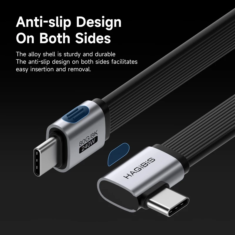 Hagibis USB4 V2 สาย 90 องศามุมขวา USB-C ถึง USB-C สาย Type-C Fast สายชาร์จ PD 240W 80Gbps 8K สําหรับ iPhone 17 MacBook สมาร์ทโฟน Hard Drive Enclosure thumbnail 8
