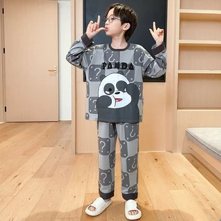 ราคาไม่แพงเด็กชุดนอนเด็กชายและเด็กหญิงแขนยาวคอกลม Spaceman Holiday Kids Soft Comfort Home ชุดสําหรับ 5 - 6 ปี