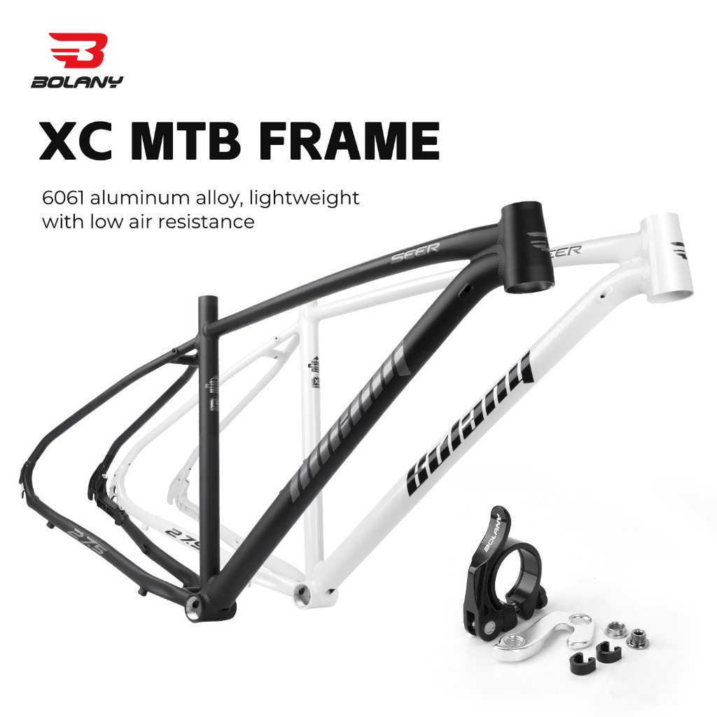 Bolany MTB frame โครงรถเสือภูเขา อลูมิเนียมน้ำหนักเบา ใช้แกนกระบอกแบบ Quick release พร้อมระบบเดินสายภายใน รองรับยางหน้ากว้าง (มีของแถม)