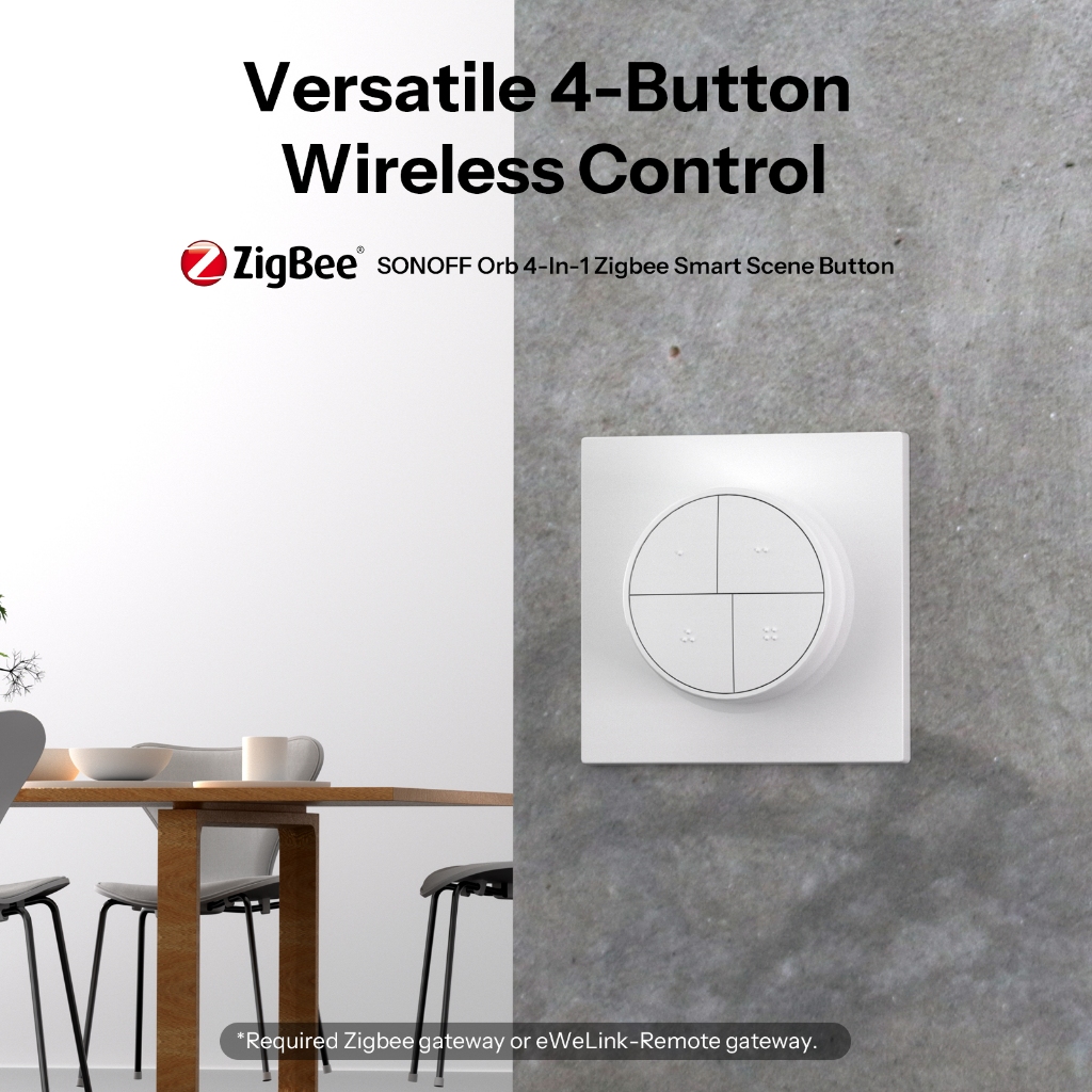 SONOFF SNZB-01M Fusion Series Orb 4-In-1 Zigbee สมาร์ทฉากปุ่ม One-Touch Scene Trigger ติดตั้งฟรี Zigbee & eWeLink Remote Dual Protocol