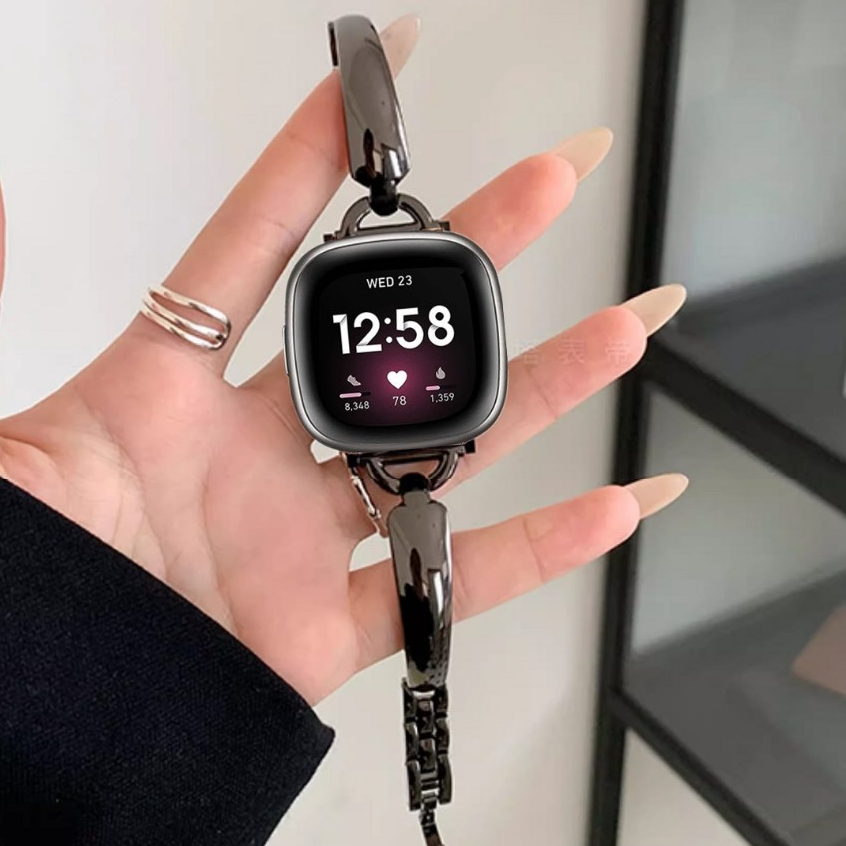 Elegant T Metal Strap For สาย Fitbit Versa 4 Strap / Fitbit Versa 3 สาย Adjustable Slim Fitbit Sense
