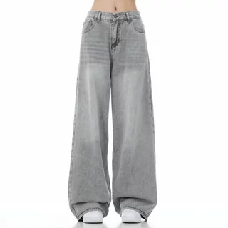 สไตล์อเมริกัน กางเกงยีนส์ผู้ชาย baggy jeans ขากระบอก